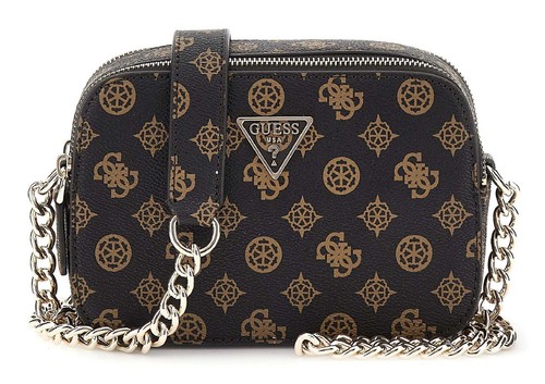 Borsa a tracolla Guess Noelle Crossbody Camera Bag borsa logo moka marrone scuro