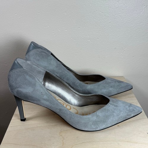 Sam Edelman decolte a punta nocciola grigio scamosciato classico chic formale 11 tacchi