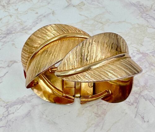 DIOR JEWELRY 1958 Grosse Bracelet Dior Designer Leaf Wrap Spring Clamp Gold Pla Germany