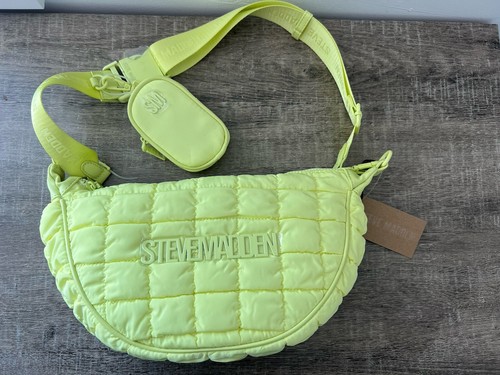 Borsa a tracolla Steve Madden giallo limone BTATE nuova con etichette borsetta trapuntata portamonete