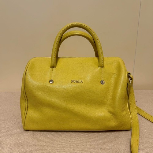 Borsa a tracolla donna FURLA gialla 2 vie usata spedizione gratuita dal Giappone ottima
