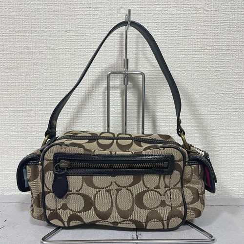 Coach Signature Canvas Mini Shoulder Bag Beige Turnlock 40722 from japan