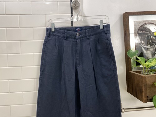$248 NOAH NYC navy CLASSIC HERRINGBONE TWILL DOUBLE PLEAT PANTS (30) 29 x 29 HBT