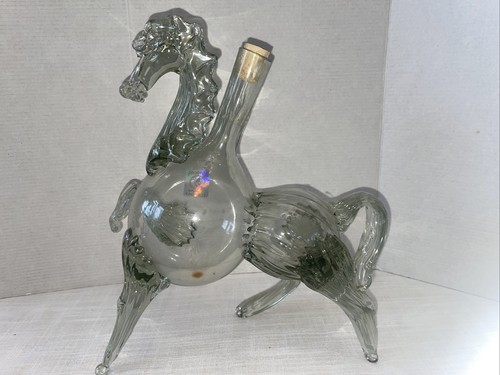 Proshyan Brandy Factory Armenian Horse Shaped Glass Decanter Bottle & Cork
