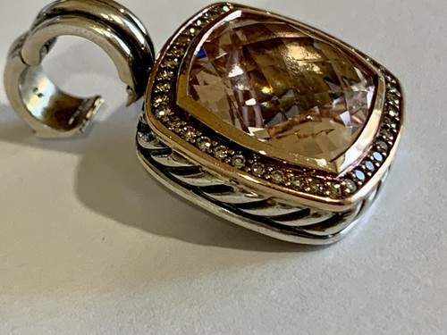 50 DAVID YURMAN ALBION LARGE MORGANITE 18k ROSE G DIAMOND ENHANCER