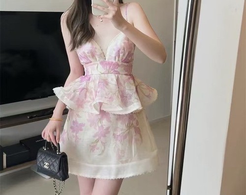 Zimmermann Pink & White Floral Dress Replica