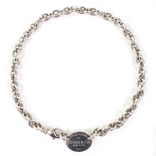 Tiffany & Co. Return to SV925 Oval Tag Choker Necklace Silver Weight 52.52g