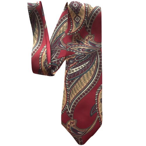Cravatta uomo vintage seta CHRISTIAN DIOR rosso e oro 58" design classico