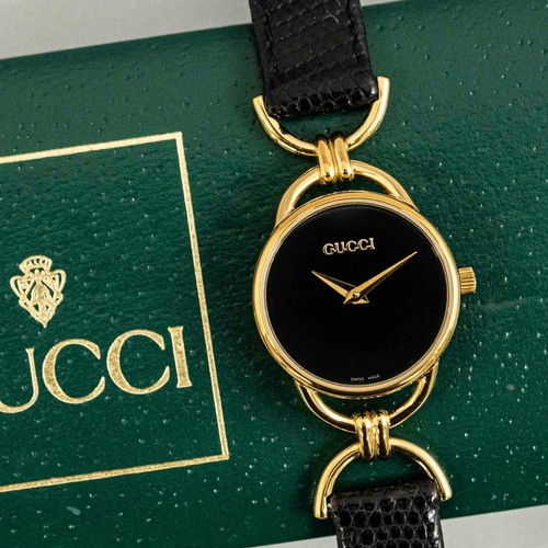 *QUASI COME NUOVO con cassa* Orologio Donna Vintage GUCCI 6000.2.L Quarzo Nero Cintura Originale