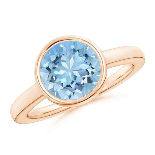 ANGARA 2.3 Ct Round Aquamarine Solitaire Engagement Ring in 14K Solid Gold