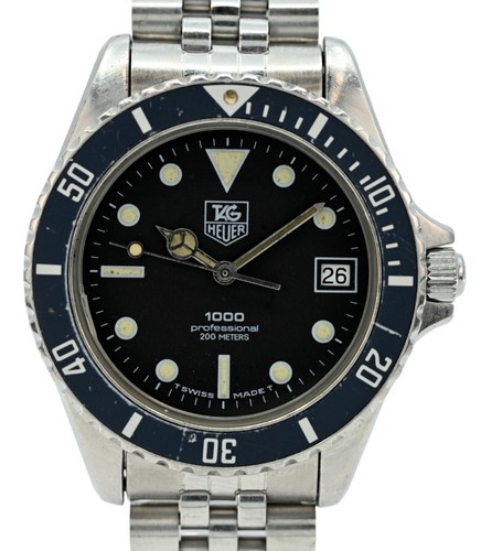Tag Heuer Men's 37mm 980.013N Black Dial Professional 1000 Dive Watch 195 3 Band