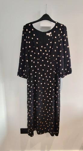 Abito midi cuore lamina nero e oro  Love & Roses di Lipsy taglia 14   San Valentino