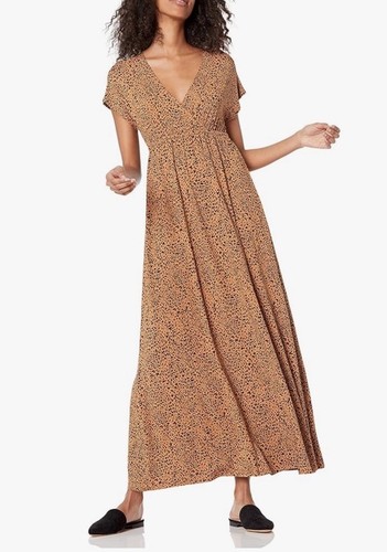 Women’s Plus SZ XXL Amazon Essentials Caramel Animal Print Maxi Dress 52L Mint!