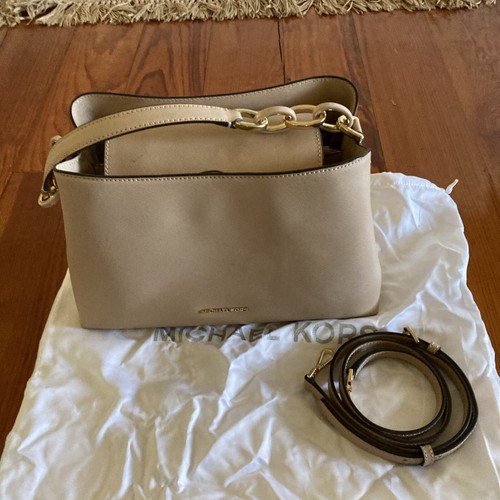 MICHAEL KORS TOTE BORSA A TRACOLLA Taupe Beige hardware oro  cover bag usata
