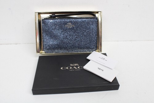 COACH Star Glitter Braccialetto Piccola Pochette in Argento Blu   Nuovo con scatola con documenti