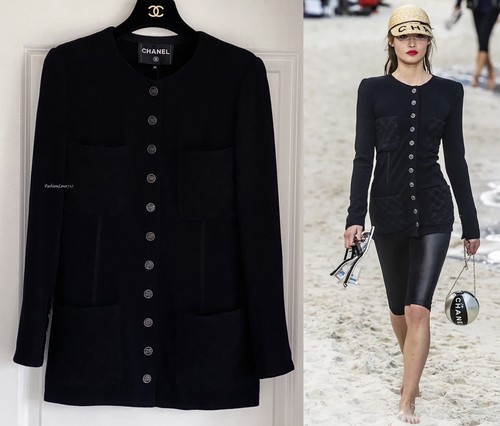 NEW CHANEL 19S BLACK CC BUTTONS RUNWAY JACKET 38