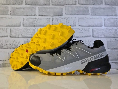 Men's Salomon Speedcross GTX Gore Tex Sharkskin Grey/Yellow/Black 475692 Sz 10.5