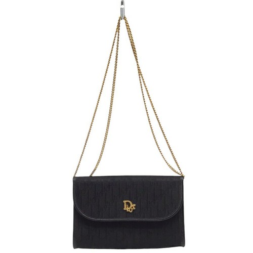Christian Dior Clutch Bag Sec Bagy 2wayter Trotte Canvasr Leath Blackntic