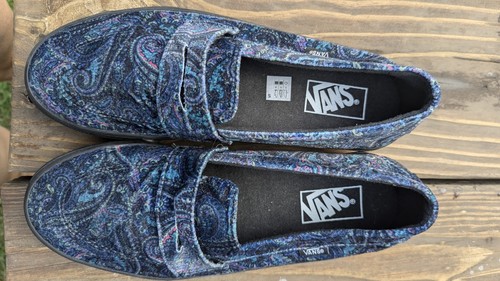 Vans Paisley Velvet Loafers  Slip Ons Men's 10.5  Women's 12