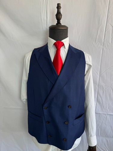 SuitSupply Pierre DB Waistcoat Vest Vitale Barberis Canonico Wool Blue Size 42R