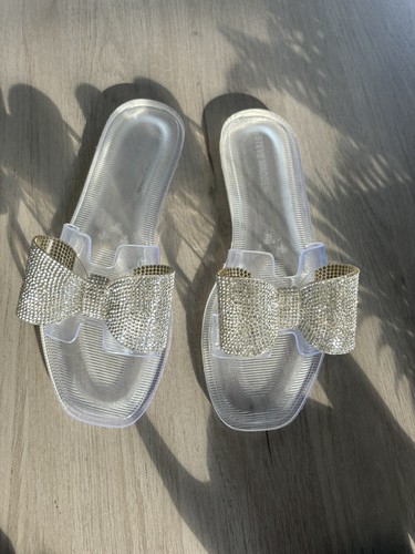 Steve Madden Waller sandali gelatina trasparente con strass fiocco donna taglia 7