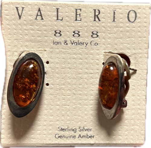Valerio 888 Ian & Valery Co. Poland 925 Sterling Silver Oval Amber Earrings