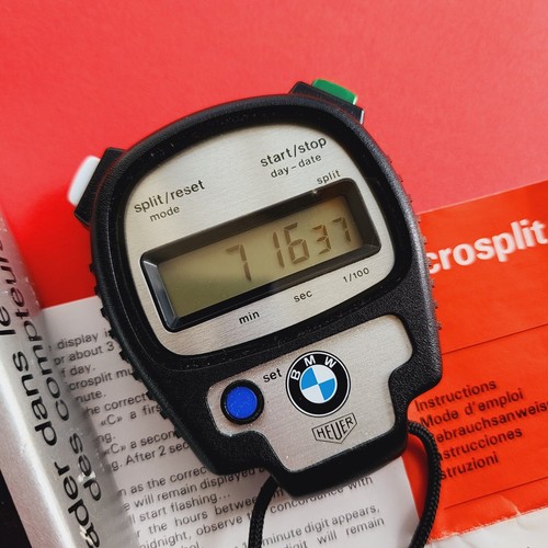 TAG HEUER Heuer BMW Stopwatch Microsplit 1000 Full Set With Lanyard Stop Watch Timer TAG