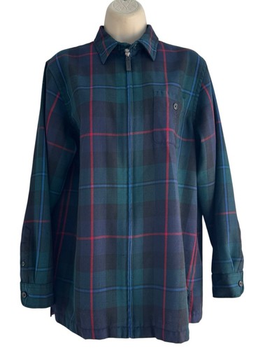 Cappotto giacca Lauren Ralph Lauren donna taglia M verde blu Madras quadri 100% lana