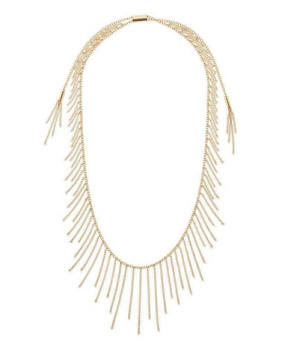NUOVA COLLANA MICHAEL KORS TONO ORO  DRAPPO REGOLABILE FRANGE DICHIARAZIONE MKJ5793