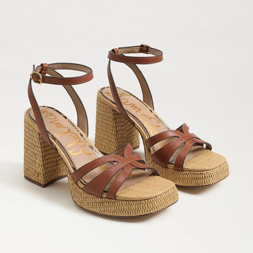 Sam Edelman Reese Rich Cognac pelle plateau tacco donna taglie 6 10 NUOVO!!!