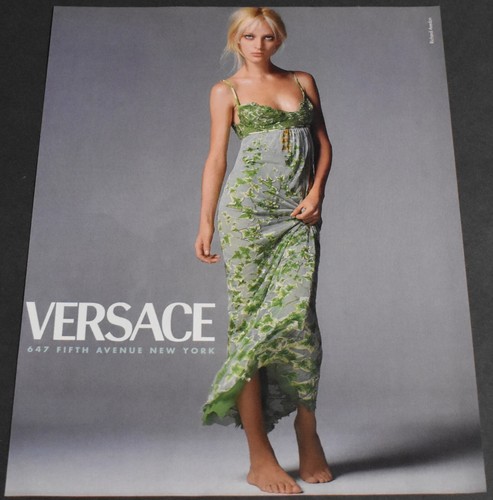1997 Stampa Pubblicità Sexy Moda Gambe Lunghe Donna Femminile Versace Abito Biondo Bellezza L