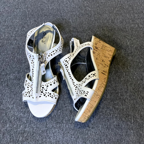 LI NING Sandali Diba cut outs punta aperta zip anteriore sling back zeppa donna bianco 9
