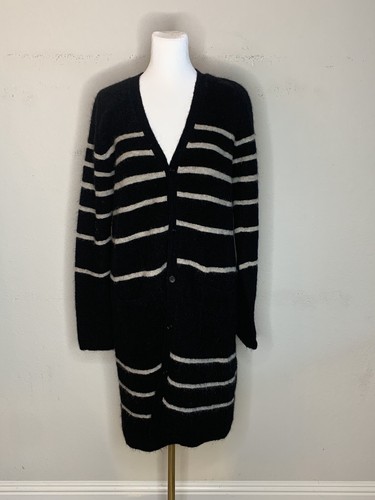 MAX MARA Cardigan lungo donna 'S MaxMara lana mohair maglione tunica bottoni righe taglia L