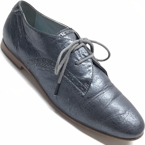 BALENCIAGA Paris Womens Distressed Leather Oxford Lace Up Flat Shoes 36 US 6