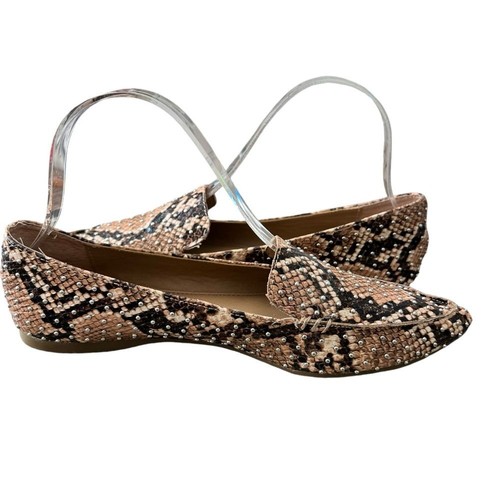 Mocassini donna Steve Madden piuma taglia 6 stampa serpente ecopelle perline