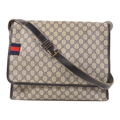 GUCCI GG Shoulder Bag 246411 Coated Canvas Blue Brown