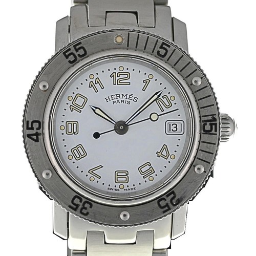 HERMÈS sconto orologio donna HERMES Clipper diver CL5.210 data quadrante bianco P#138208