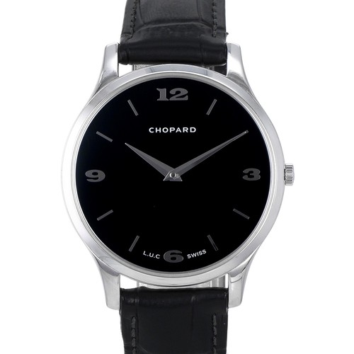 Chopard L.U.C 161902 1001 39mm Black Arabic 18k White G Automatic Mens Dress