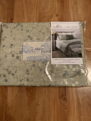 Ann Gish Cherry Blossom Jacquard King Duvet Cover & Two King Shams. Brand New!