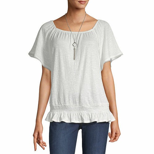 ALYX Camicetta donna collo quadrato manica corta maglia con collana XX LARGE bianca nuova