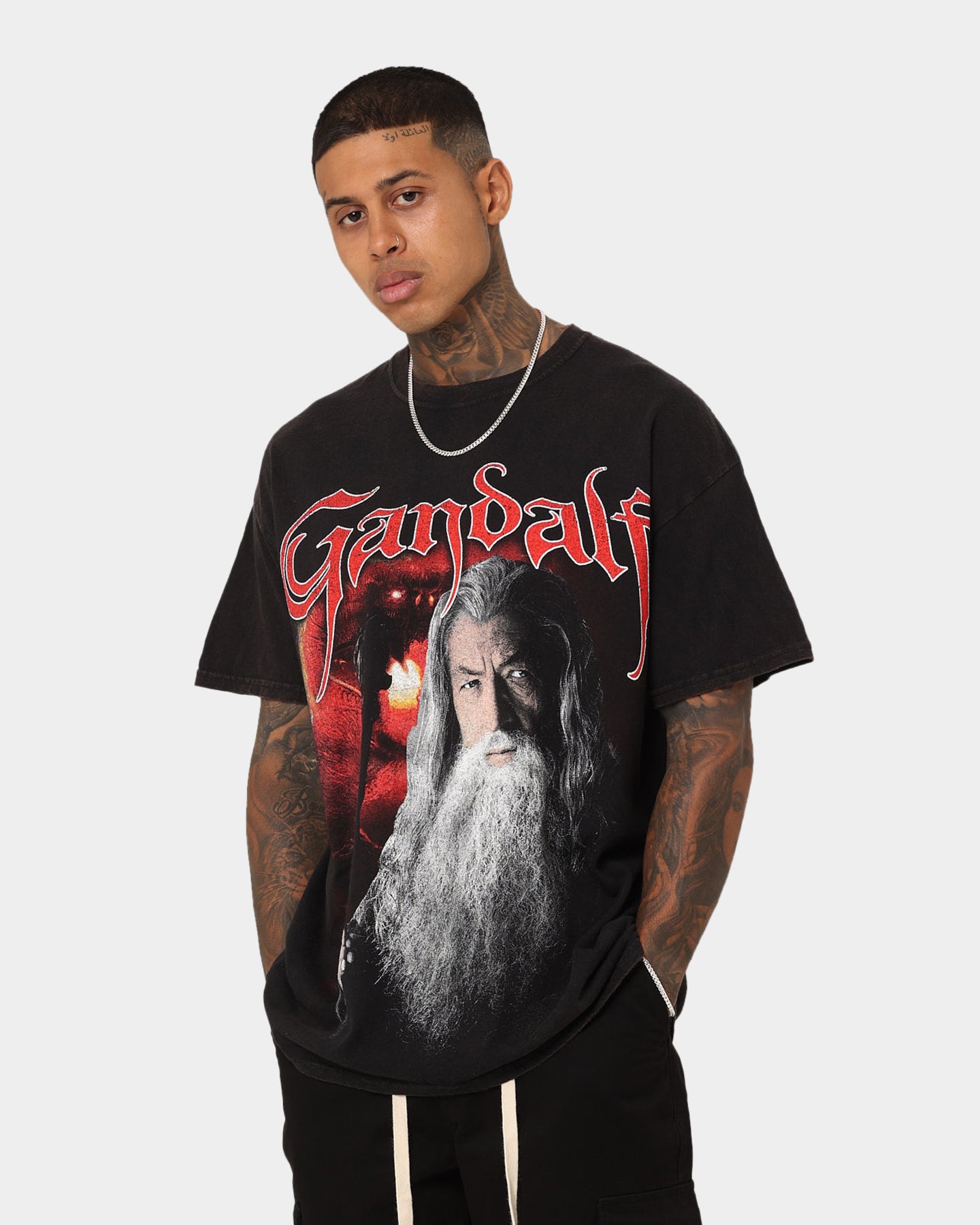 American Thrift X The Lord Of The Rings Gandalf Vintage T Shirt Black Wash