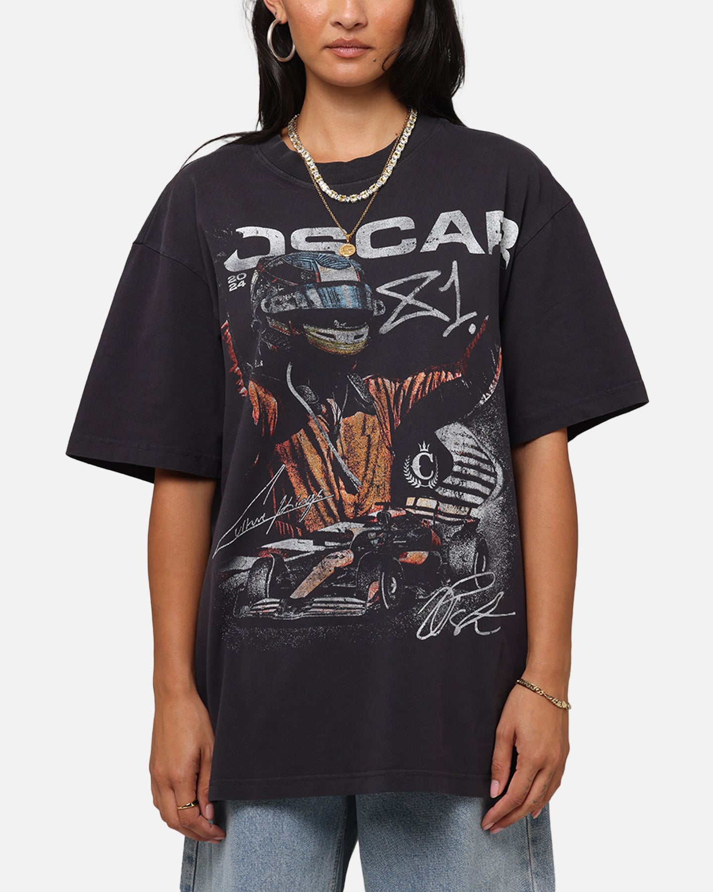 Mitchell & Ness X Mclaren Oscar Piastri Victory T Shirt Faded Black