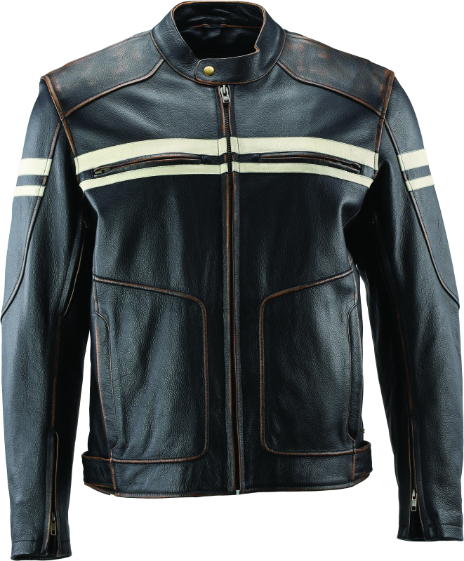 River Road Hoodlum Vintage Leather Jacket Black   3XL