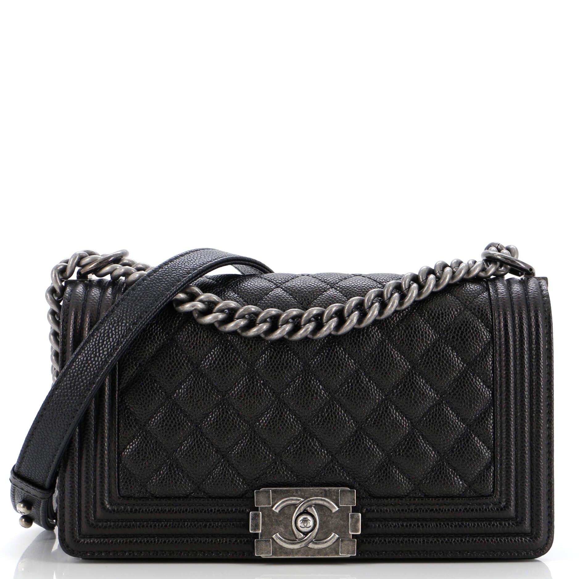 2860 Boy Flap Bag Quilted Caviar Old Medium