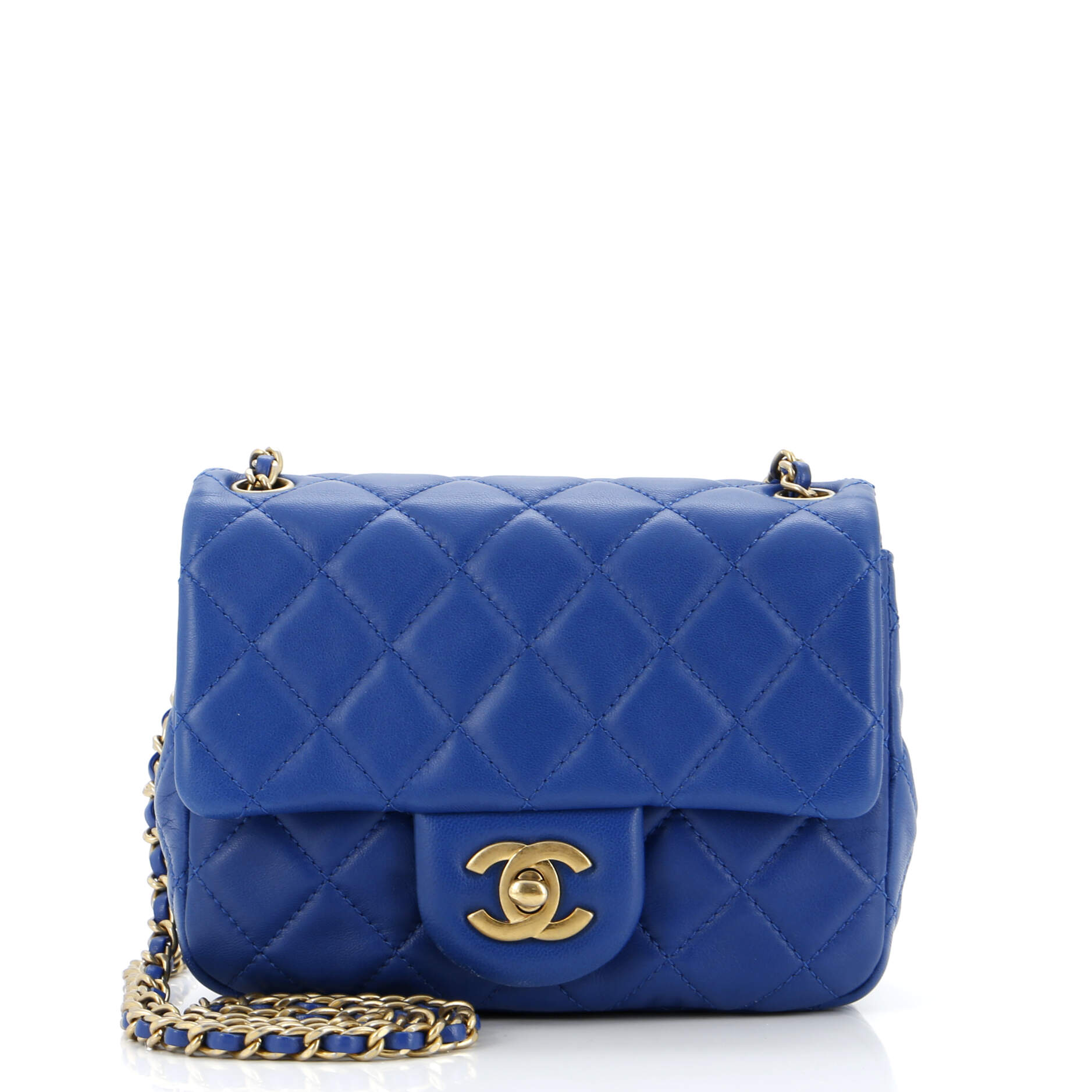 2860 Pearl Crush Square Flap Bag Quilted Lambskin Mini