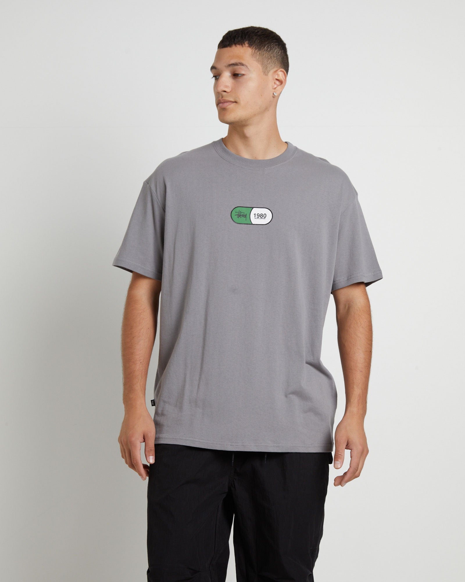 STUSSY Capsule Short Sleeve T Shirt in Grey