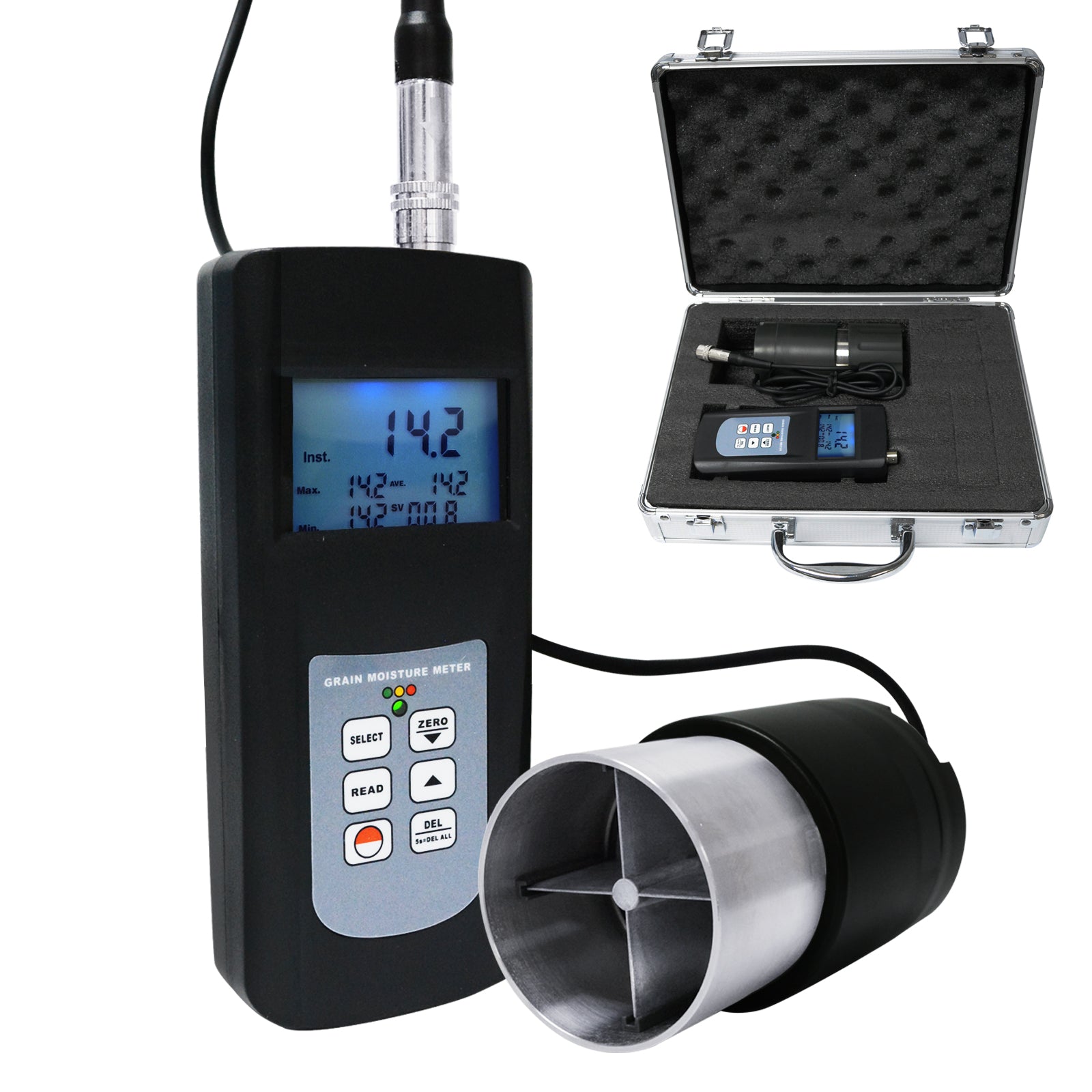 TEKCOPLUS LTD. MMTK 868GG Grain Seed Moisture Meter Cup Type Rice Coffee Wheat Tester Digital Display LED Indicator