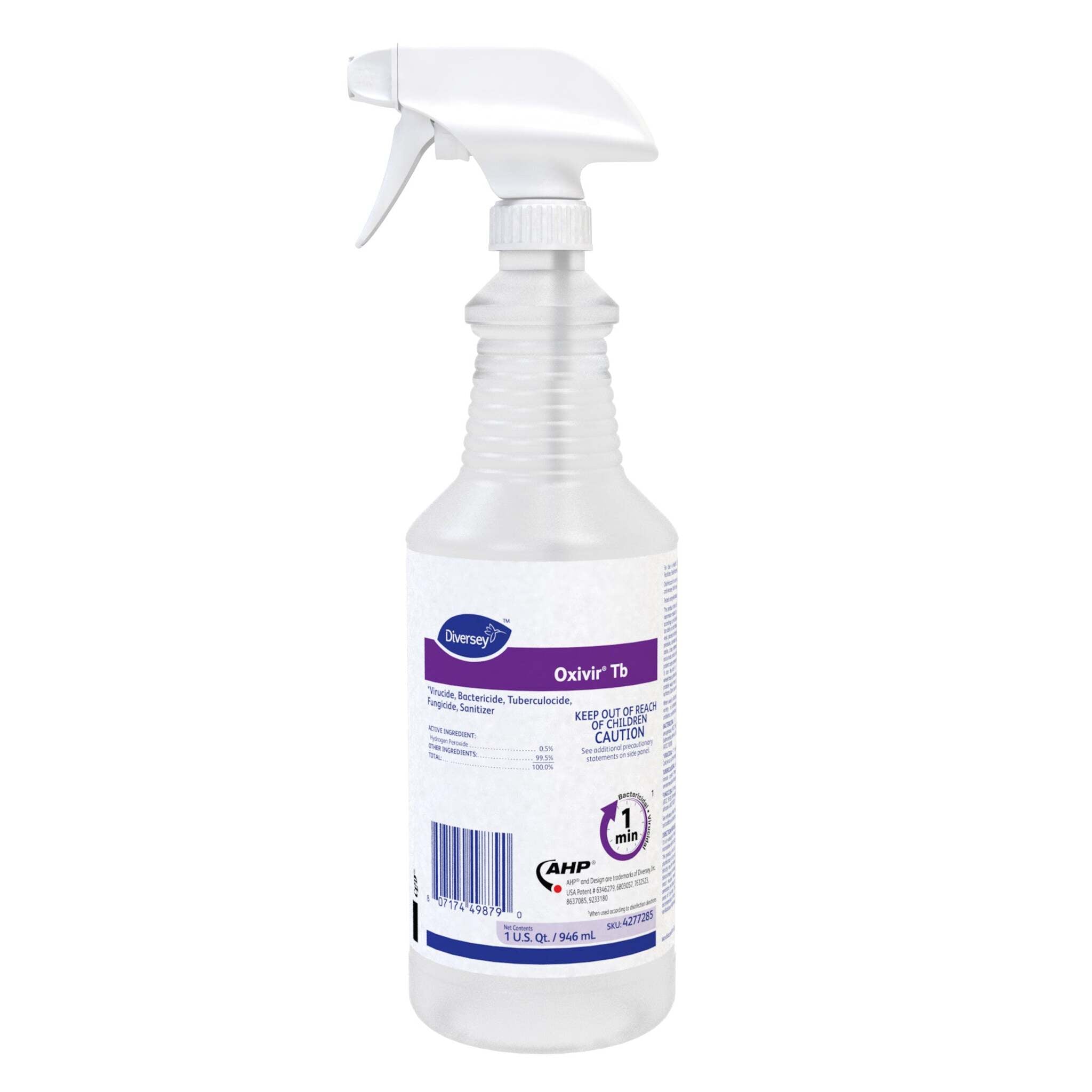 DIVERSEY Oxivir TB Disinfectant Spray Fast Acting AHP Technology 60 Second Disinfection for MRSA, Norovirus, HIV EPA & FDA Approved 946 ml Case of 12
