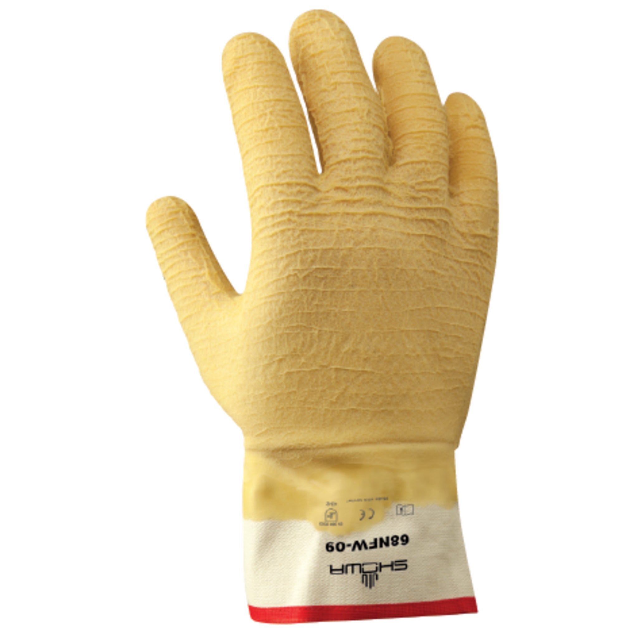 Showa 68NFW Cut Resistant Natural Rubber Glove with Kevlar Liner (Cut Level 3)   Pack of 12 Pairs