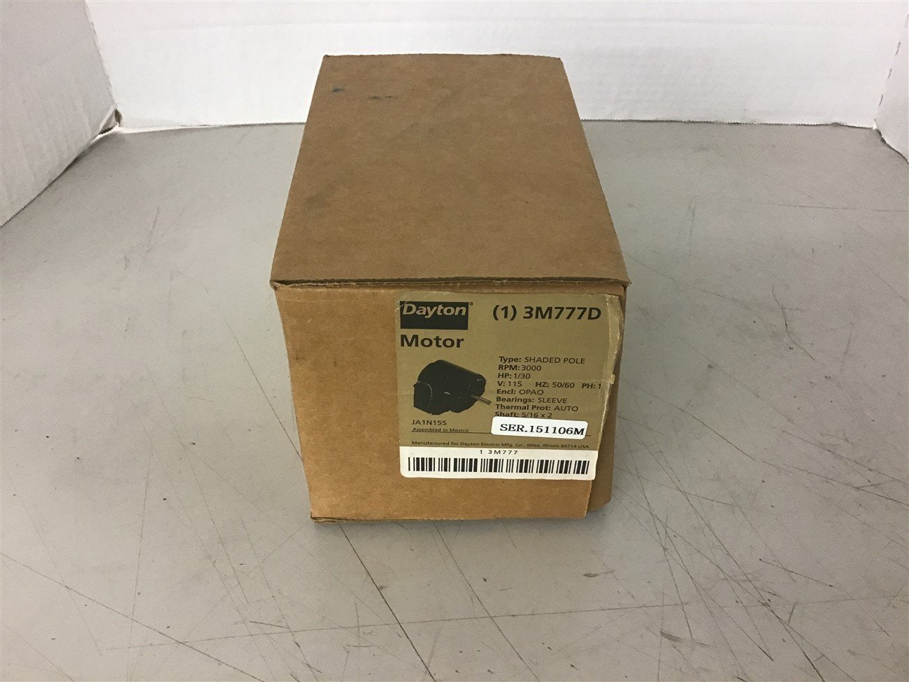 BME BEARINGS AND SURPLUS Dayton 3M777D 1/30 Hp AC Motor 115 volts Single Phase 3000 Rpm